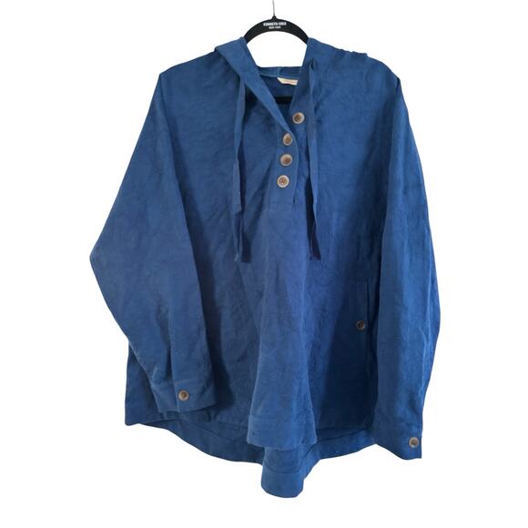 Soft Surroundings Tops - Soft Surroundings Women’s Top Sz 2X Blue Button Front Hoodie Tunic Blouse
